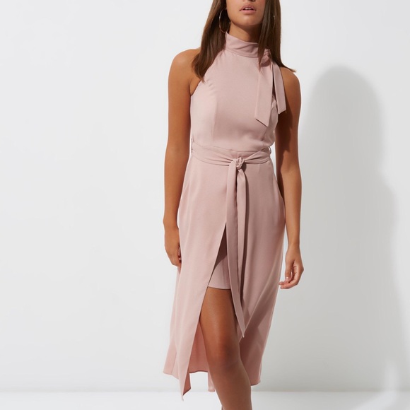 River Island High Neck Tie Waist Dress - Picture 6 of 6